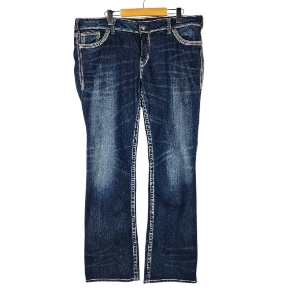 Silver Jeans Suki Mid Rise Slim Bootcut Dark Wash Size 36W/33L Rodeo Festival